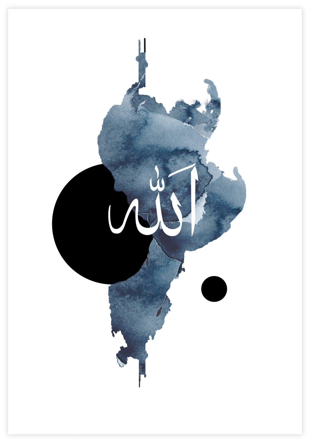 Watercolor Blue Allah Poster - KAMAN