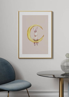 Rabbit Sitting On Moon Poster - KAMANART.DE